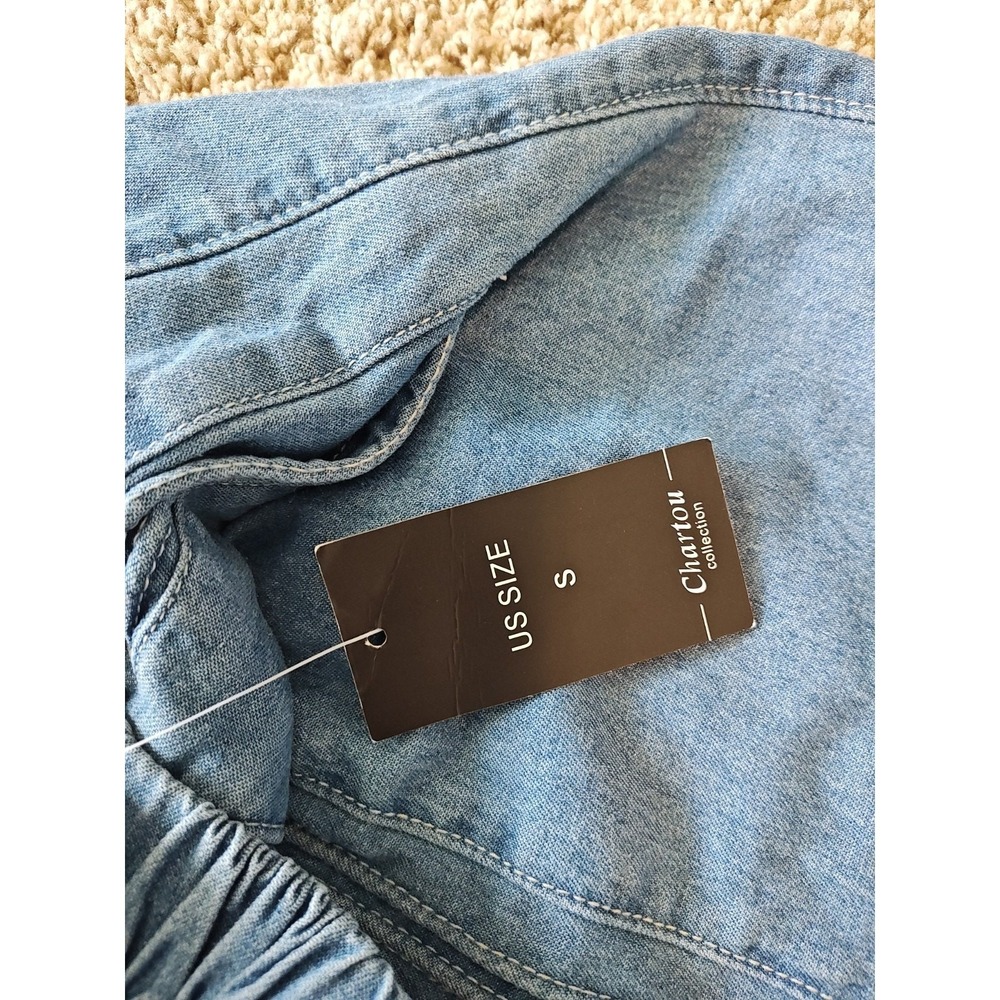 Women Maxi Skirt Size Small Pockets Blue Elastic Waist Casual Career No Slit - Picture 10 of 10
